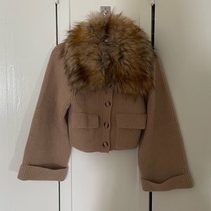 Zara fur collar cardigan with detachable collar